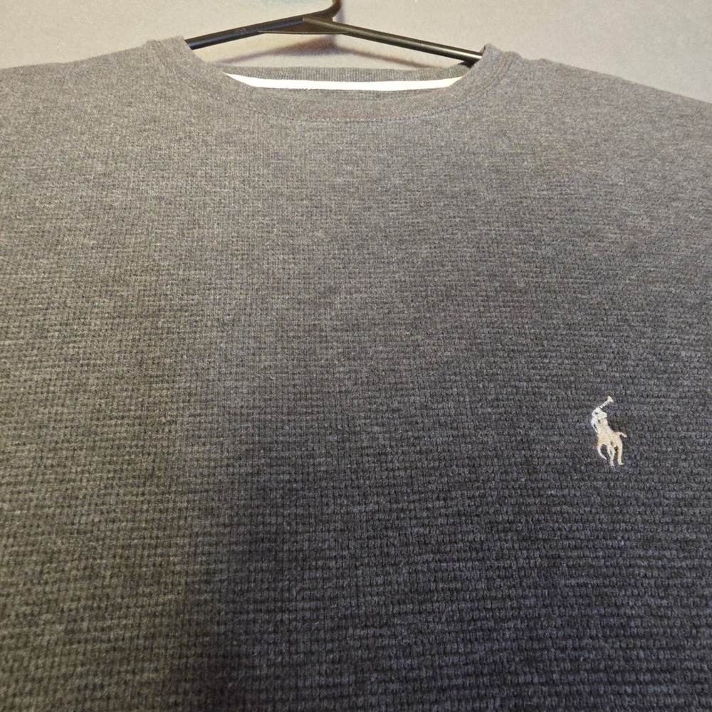Polo Ralph Lauren Long Sleeve Thermal Shirt Crewneck Gray Men's Medium Pony Logo - Picture 9 of 16